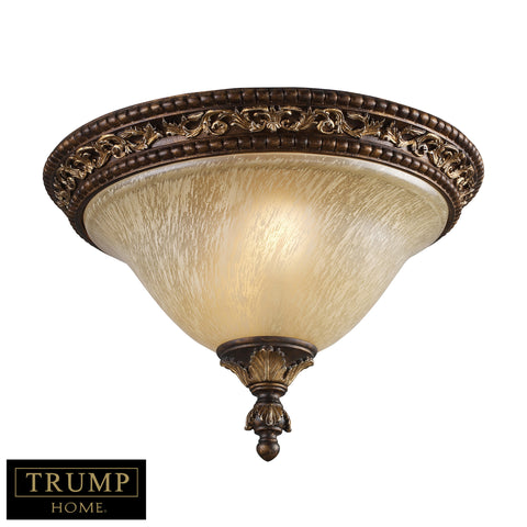 2 Light Flush Mount In Burnt Bronze