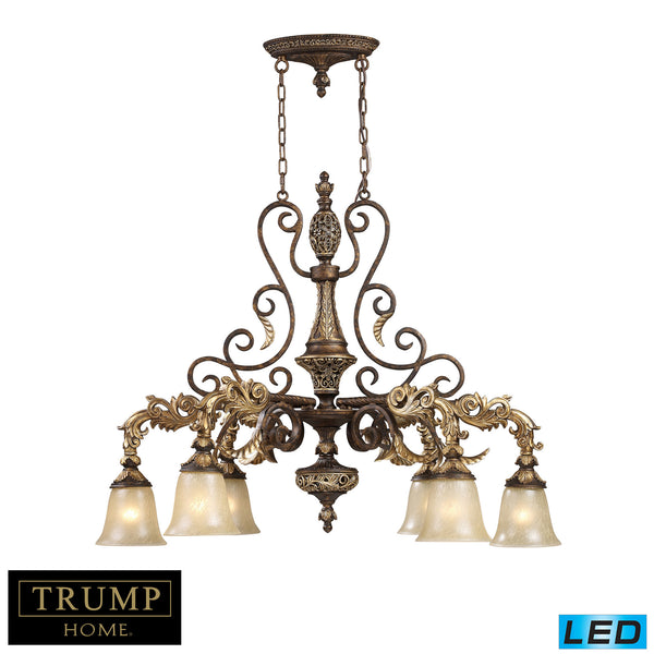 6 Light Chandelier In Burnt Bronze - LED, 800 Lumens (4800 Lumens Total) With Full Scale Dimming Range, 60 Watt (360 Watt Total)Equivalent , 120V Replaceable LED Bulb Included