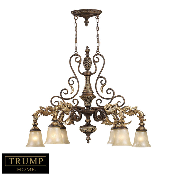 6 Light Chandelier In Burnt Bronze