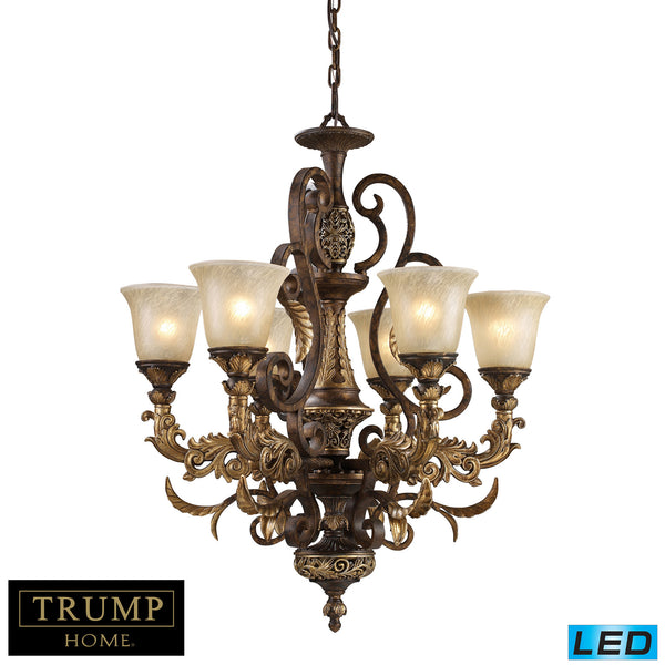 6 Light Chandelier In Burnt Bronze - LED, 800 Lumens (4800 Lumens Total) With Full Scale Dimming Range, 60 Watt (360 Watt Total)Equivalent , 120V Replaceable LED Bulb Included
