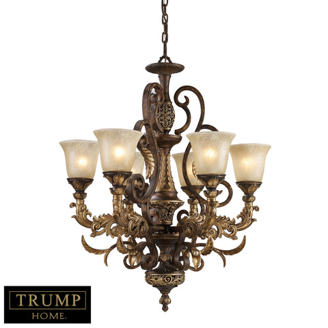 6 Light Chandelier In Burnt Bronze