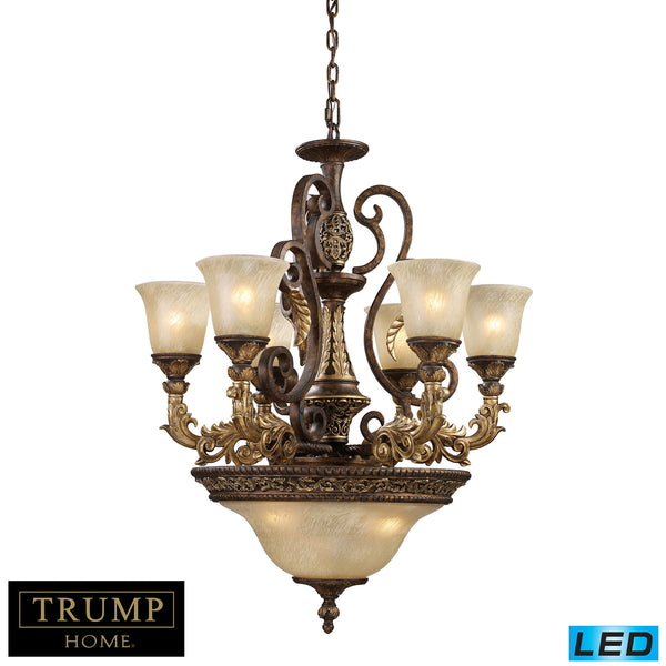 9 Light Chandelier In Burnt Bronze - LED'S Offering Up To 7,200 Lumens (540 Watt Equivalent) With Full Range Dimming. Includes Easily Replaceable LED Bulbs (120V).