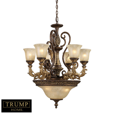 9 Light Chandelier In Burnt Bronze