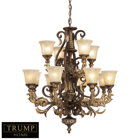 12 Light Chandelier In Burnt Bronze