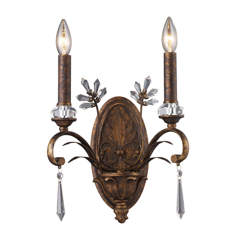 2 Light Sconce In Burnt Bronze