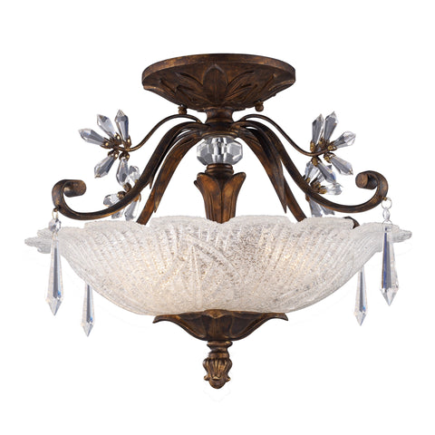 3 Light Semi-Flush In Burnt Bronze