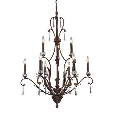 9 Light Chandelier In Burnt Bronze