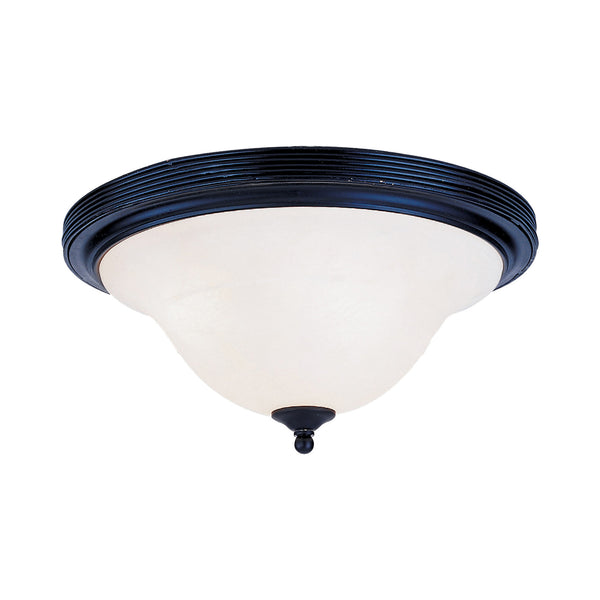 Buckingham 2-Light Flush In Matte Black With White Glass