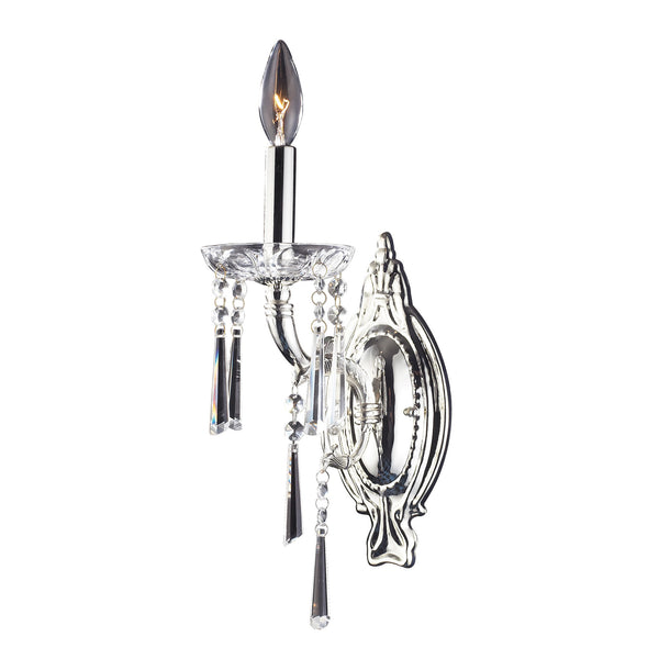 1 Light Wall Bracket In Polished Silver And Iced Glass