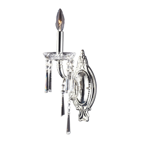 1 Light Wall Bracket In Polished Silver And Iced Glass