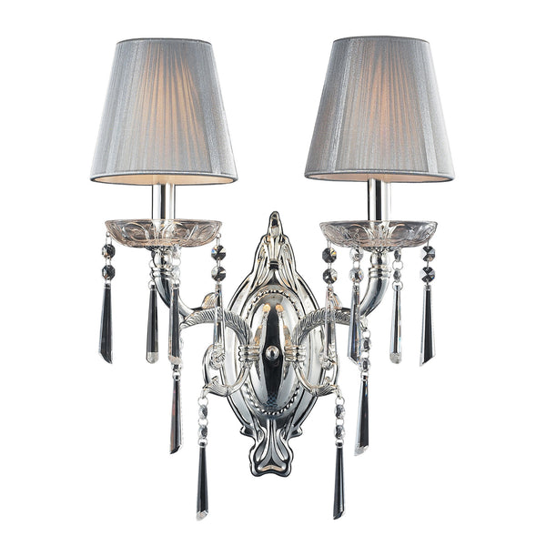 2 Light Wall Bracket In Polished Silver And Iced Glass