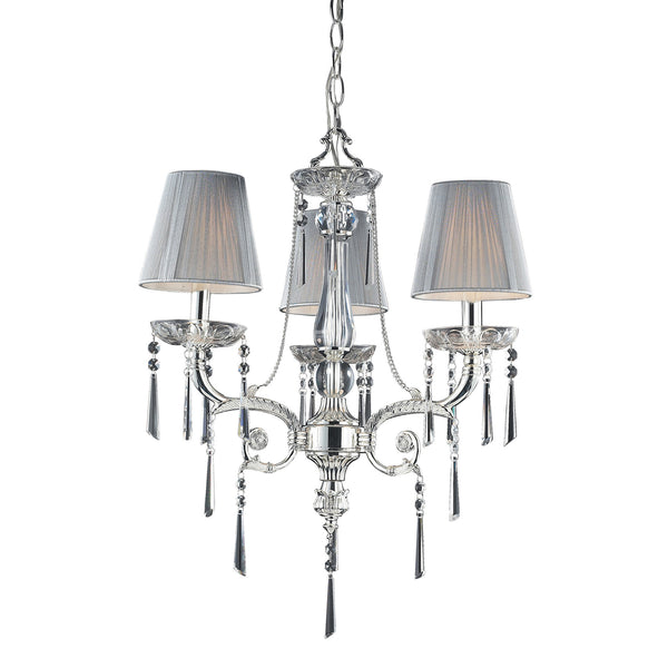 3 Light Chandelier In Polished Silver And Iced Glass
