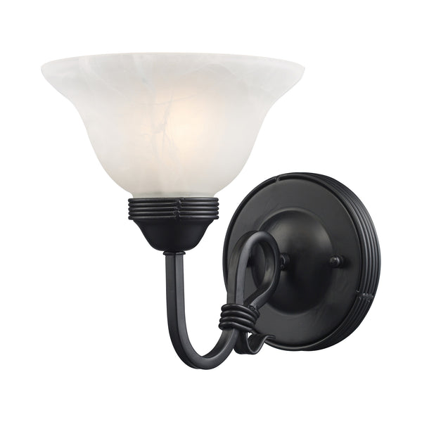 Buckingham 1-Light Sconce In Matte Black With White Glass