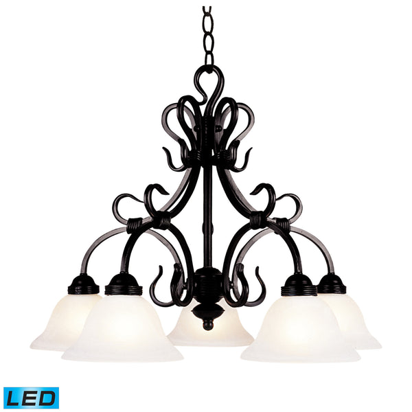 Buckingham 5-Light Chandelier In Matte Black - LED, 800 Lumens (4000 Lumens Total) With Full Scale Dimming Range, 60 Watt (300 Watt Total)Equivalent , 120V Replaceable LED Bulb Included