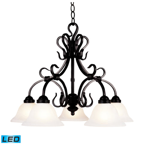 Buckingham 5-Light Chandelier In Matte Black - LED, 800 Lumens (4000 Lumens Total) With Full Scale Dimming Range, 60 Watt (300 Watt Total)Equivalent , 120V Replaceable LED Bulb Included