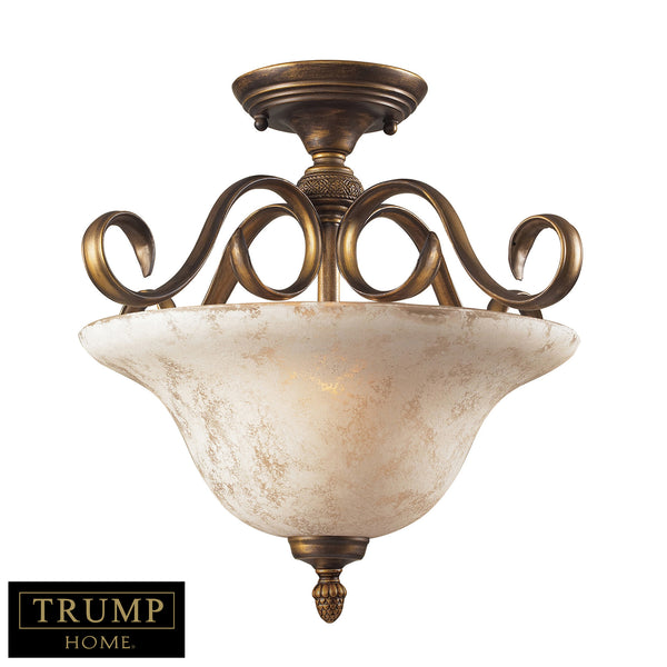 2 Light Semi-Flush In A Weathered Umber Finish