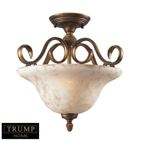 2 Light Semi-Flush In A Weathered Umber Finish