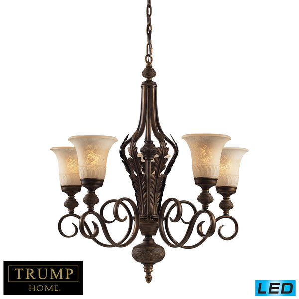 5 Light Chandelier In A Weathered Umber Finish - LED, 800 Lumens (4000 Lumens Total) With Full Scale Dimming Range, 60 Watt (300 Watt Total)Equivalent , 120V Replaceable LED Bulb Included