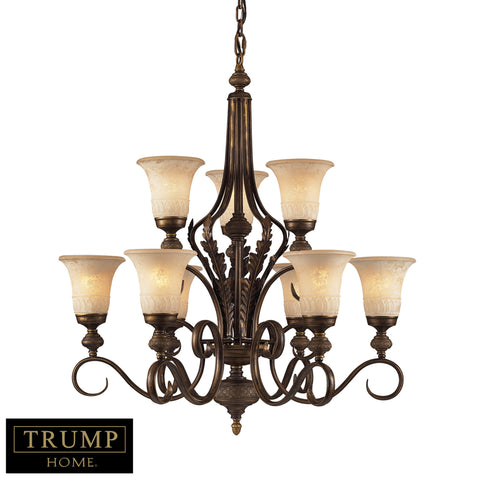 9 Light Chandelier In A Weathered Umber Finish