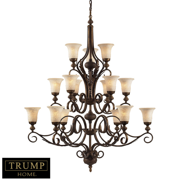15 Light 3-Tier Chandelier In A Weathered Umber Finish