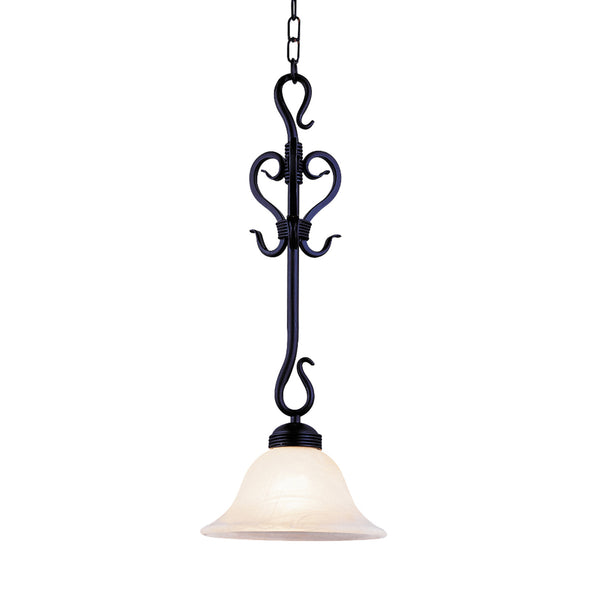 Buckingham 1-Light Pendant In Matte Black With White Glass