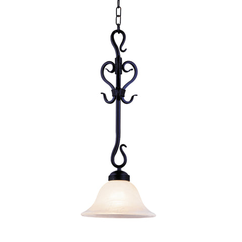 Buckingham 1-Light Pendant In Matte Black With White Glass