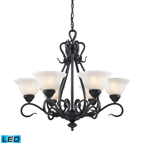 Buckingham 6-Light Chandelier In Matte Black - LED, 800 Lumens (4800 Lumens Total) With Full Scale Dimming Range, 60 Watt (360 Watt Total)Equivalent , 120V Replaceable LED Bulb Included