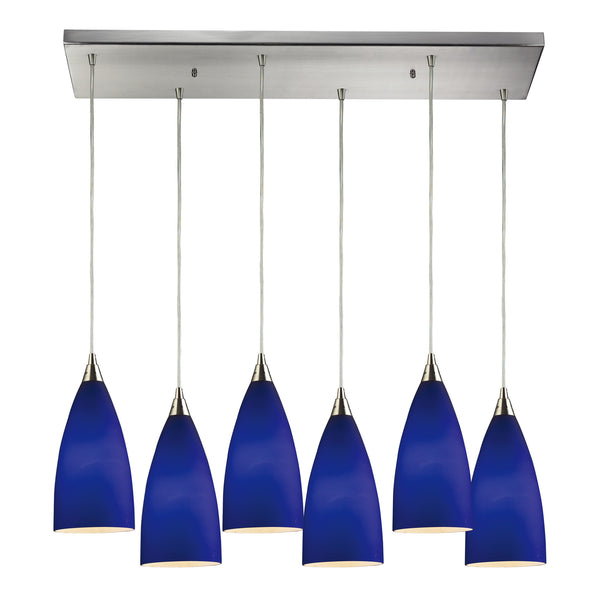 Vesta 6 Light Pendant In Satin Nickel