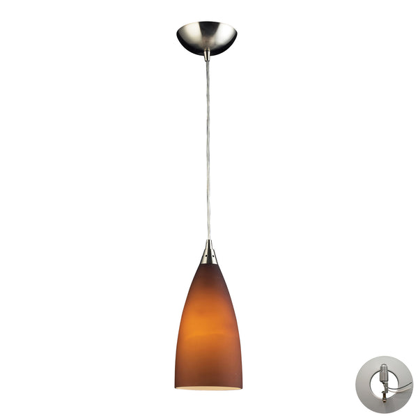 1 Light Pendant In Satin Nickel And Red Glass Includes An Adapter Kit To Allow For Easy Conversion Of A Recessed Light To A Pendant