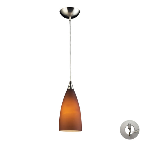 1 Light Pendant In Satin Nickel And Red Glass Includes An Adapter Kit To Allow For Easy Conversion Of A Recessed Light To A Pendant