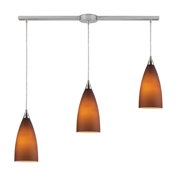 Vesta 3-Light Linear Pendant In Tobacco In Satin Nickel