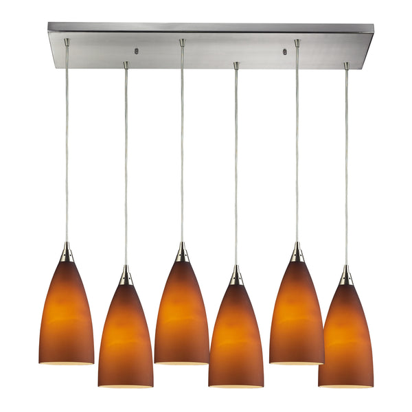 Vesta 6 Light Pendant In Satin Nickel