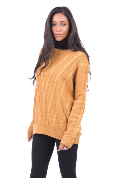 Cable Design Chunky Jumper-Camel-One Size - UK (10-16)