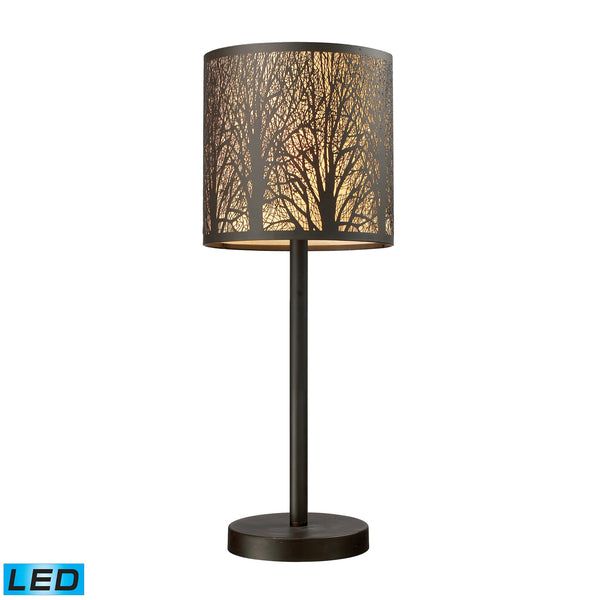 Woodland Sunrise 1-Light Portable Lamp In Aged Bronze - LED Offering Up To 800 Lumens (60 Watt Equivalent) With Full Range Dimming. Includes An Easily Replaceable LED Bulb (120V).