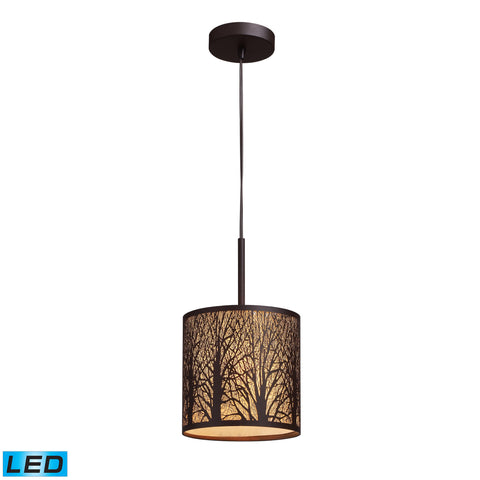 Woodland Sunrise 1-Light Pendant In Aged Bronze - LED Offering Up To 800 Lumens (60 Watt Equivalent) With Full Range Dimming. Includes An Easily Replaceable LED Bulb (120V).