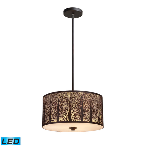 Woodland Sunrise 3-Light Pendant In Aged Bronze - LED, 800 Lumens (2400 Lumens Total) With Full Scale Dimming Range, 60 Watt (180 Watt Total)Equivalent , 120V Replaceable LED Bulb Included