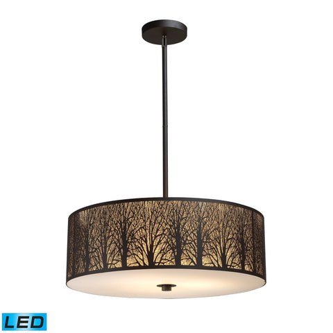 Woodland Sunrise 5-Light Pendant In Aged Bronze - LED, 800 Lumens (4000 Lumens Total) With Full Scale Dimming Range, 60 Watt (300 Watt Total)Equivalent , 120V Replaceable LED Bulb Included