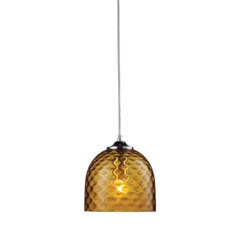 Viva 1-Light Amber Pendant In Polished Chrome