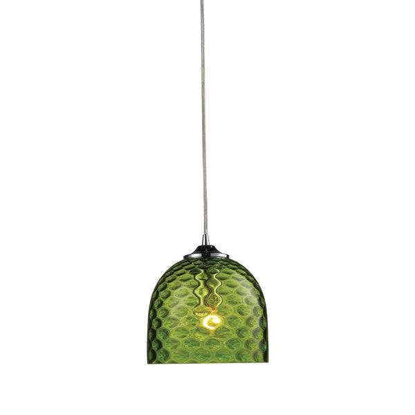 Viva 1-Light Green Pendant In Polished Chrome