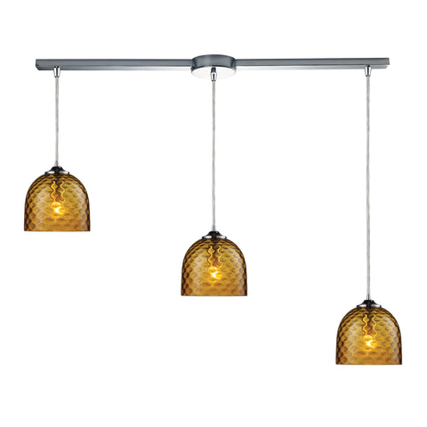 Viva 3-Light Amber Pendant In Polished Chrome