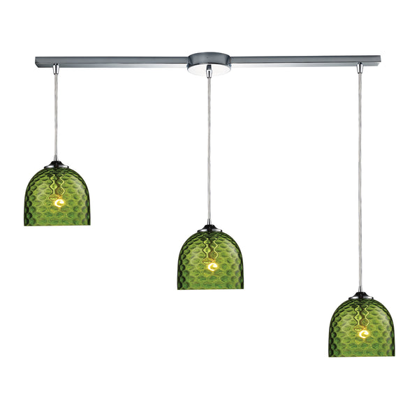 Viva 3-Light Green Pendant In Polished Chrome