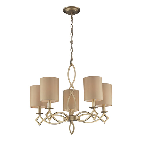 5- Light Chandelier In Aged Silver