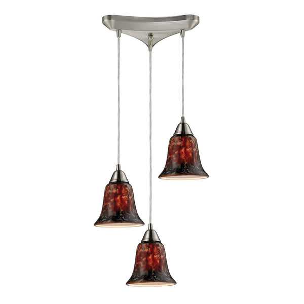 3- Light Pendant In Satin Nickel