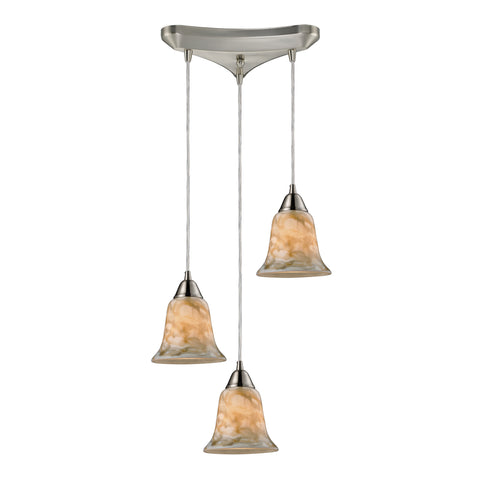 3- Light Pendant In Satin Nickel