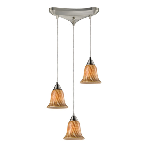 3- Light Pendant In Satin Nickel