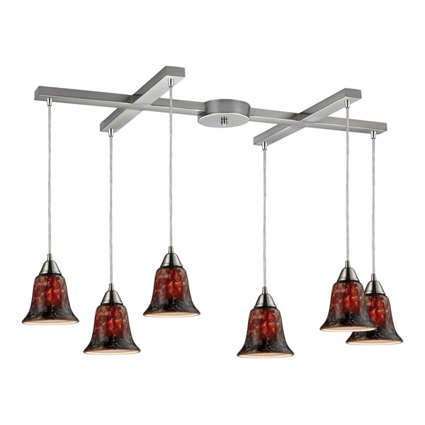 6- Light Pendant In Satin Nickel