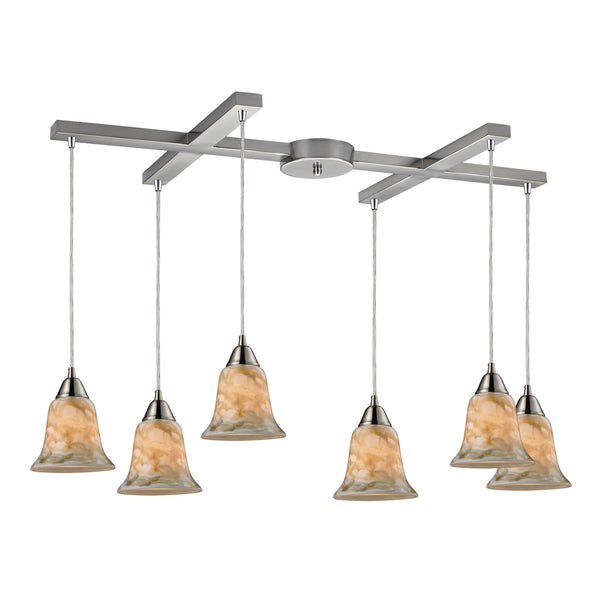 6- Light Pendant In Satin Nickel