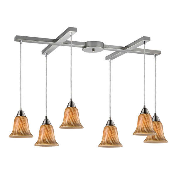6- Light Pendant In Satin Nickel