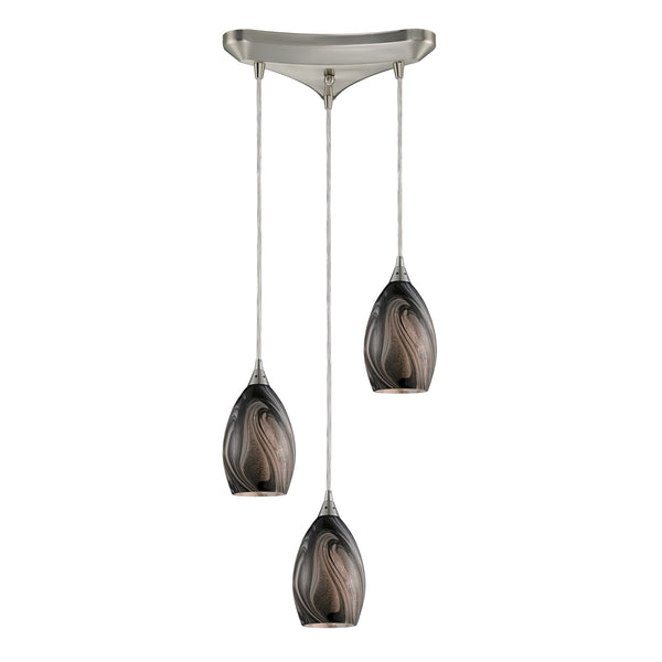 3- Light Pendant In Satin Nickel