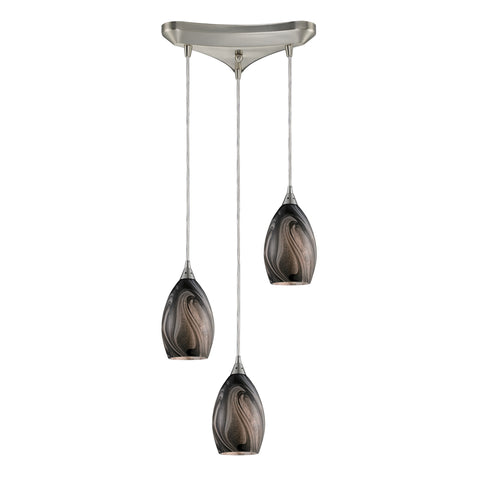 3- Light Pendant In Satin Nickel